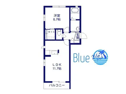 アルカンシエル湘南B(1LDK/2階)の間取り写真