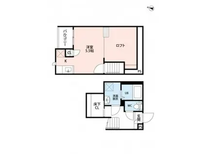 CB鳥栖グレーデ(1K/1階)の間取り写真
