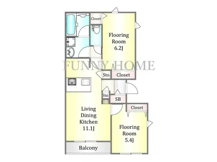 深沢1丁目メゾン(2LDK/2階)の間取り写真