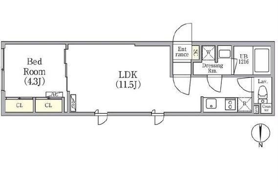 R78番館白金高輪(1LDK/2階)の間取り写真