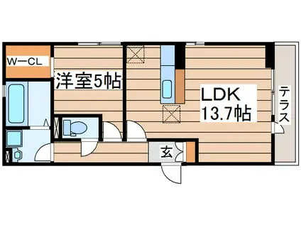 クレールエイワVII(1LDK/3階)の間取り写真