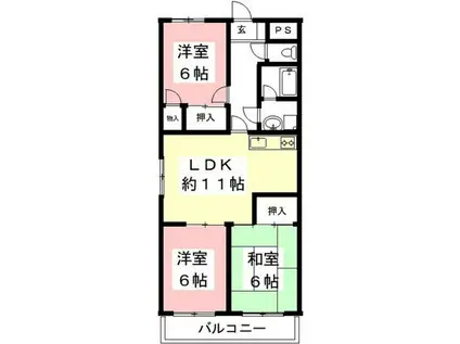エスペランサ(3LDK/4階)の間取り写真