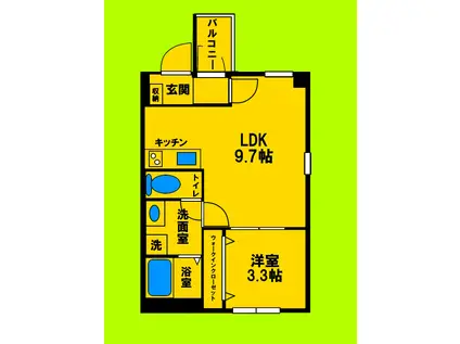 レジデンスデュオ江坂(1LDK/2階)の間取り写真