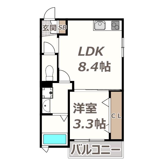 岩伸リバーコート住吉(1LDK/2階)の間取り写真