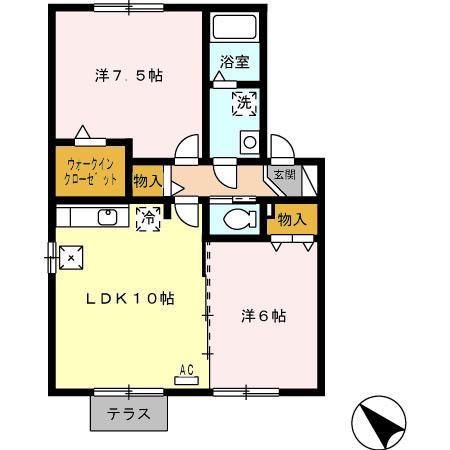 シャインダイワ A棟(2LDK/1階)の間取り写真