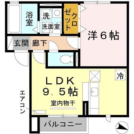 ヴィラ・シャロム A棟(1LDK/1階)の間取り写真