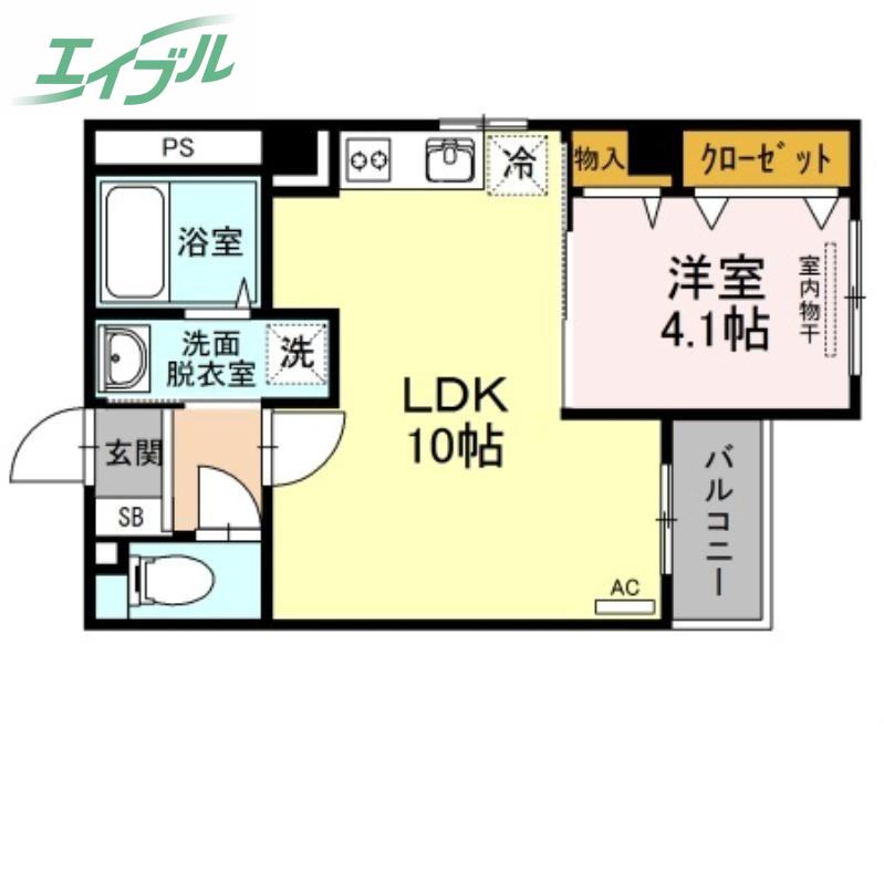 OTC田町マンション(1LDK/3階)の間取り写真