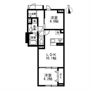BONHEUR(2LDK/1階)の間取り写真