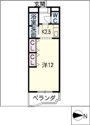タウンロイヤル(1K/2階)の間取り写真
