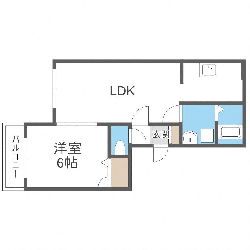 カトレア南郷II(1LDK/2階)の間取り写真
