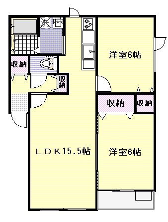 シルクハイツ(2LDK/1階)の間取り写真