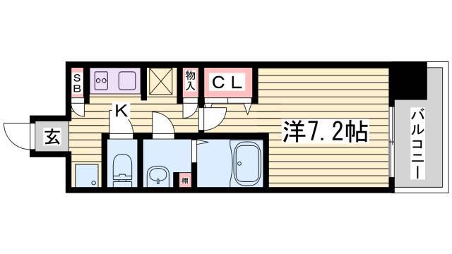 W-STYLE神戸II(1K/12階)の間取り写真