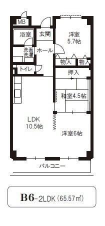 グランド-ル南野(3LDK/4階)の間取り写真
