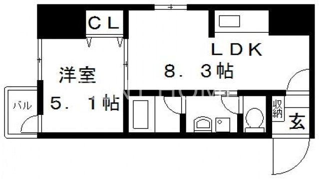 グランスイート(1LDK/4階)の間取り写真