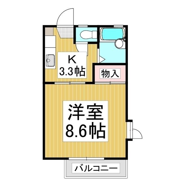 フレグランスしん F棟(1K/2階)の間取り写真