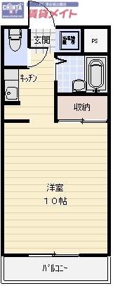 コマヴィレッジ(1K/4階)の間取り写真