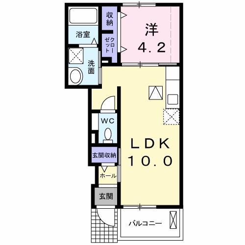 プリメイロD(1LDK/1階)の間取り写真