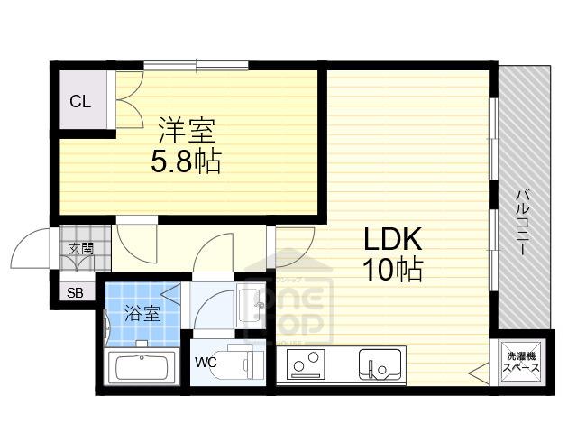 ループ千里丘(1LDK/4階)の間取り写真