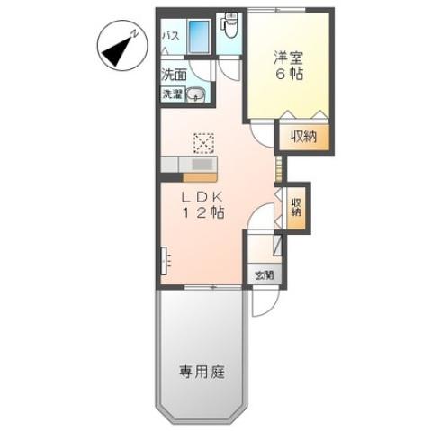グランデュール(1LDK/1階)の間取り写真