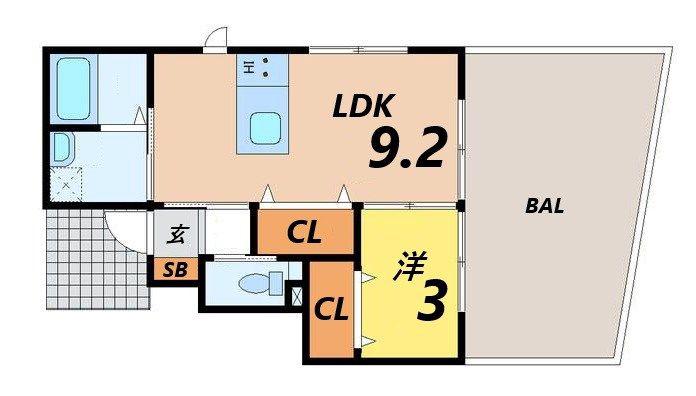 ラグーナ坂元(1LDK/1階)の間取り写真
