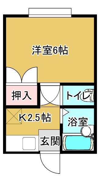 パレスウエスト(1K/2階)の間取り写真