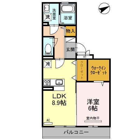 プラージュ SAKIGAKE(1LDK/2階)の間取り写真