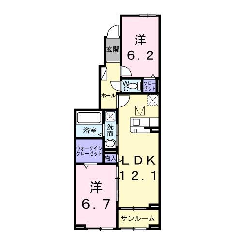 エリオス(2LDK/1階)の間取り写真