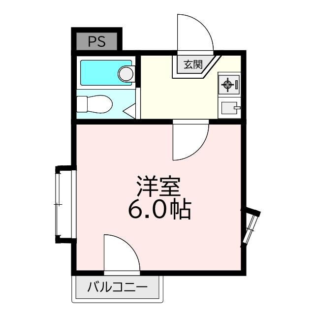 ルソール(1K/1階)の間取り写真