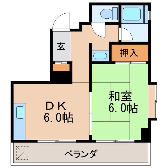郷原ビル(1DK/5階)の間取り写真
