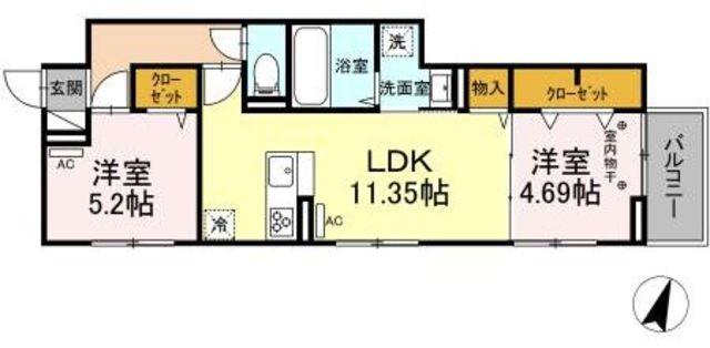 セレスティア瑞江II(2LDK/3階)の間取り写真