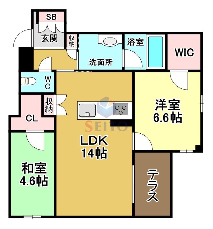 シャーメゾングランデ(2LDK/1階)の間取り写真