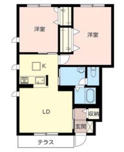 アゼリア宮上 C棟(2LDK/1階)の間取り写真