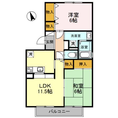 ビー・ハイブ(2LDK/2階)の間取り写真