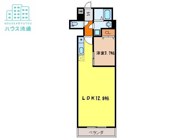 リード浜町(1LDK/12階)の間取り写真