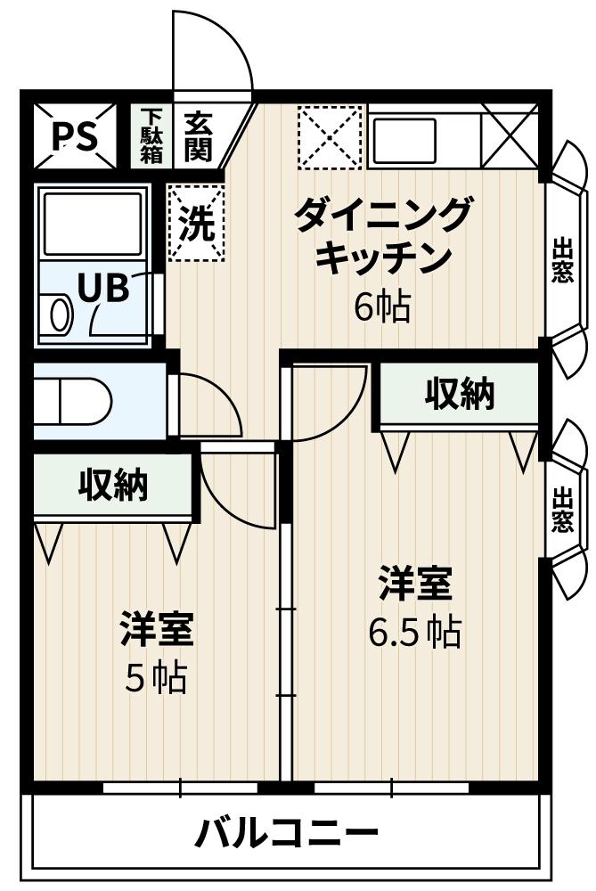 ヴィラハイム榎本(2DK/2階)の間取り写真
