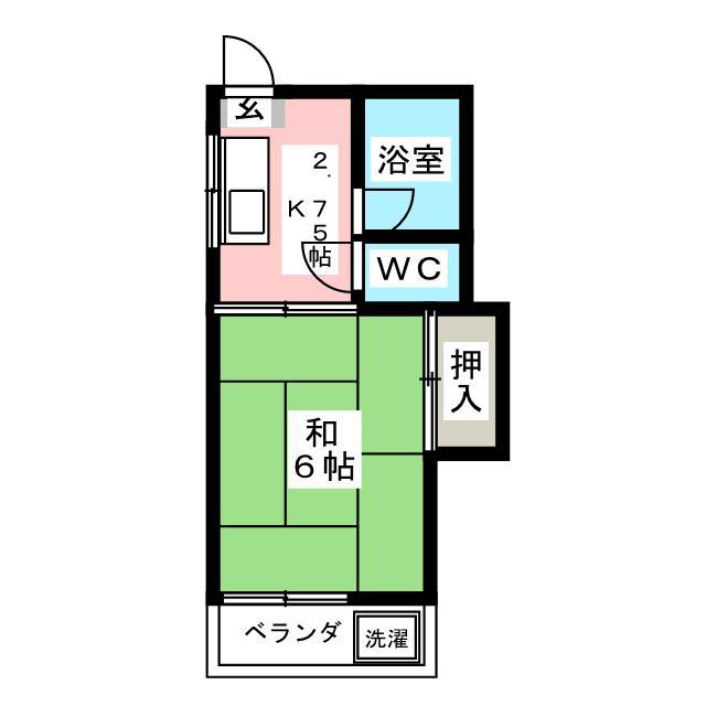 中山グリーンハイツ(1K/1階)の間取り写真