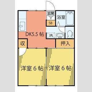 STハイツ西多賀(2DK/1階)の間取り写真
