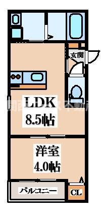 PALOS衣摺CREAS(1LDK/3階)の間取り写真