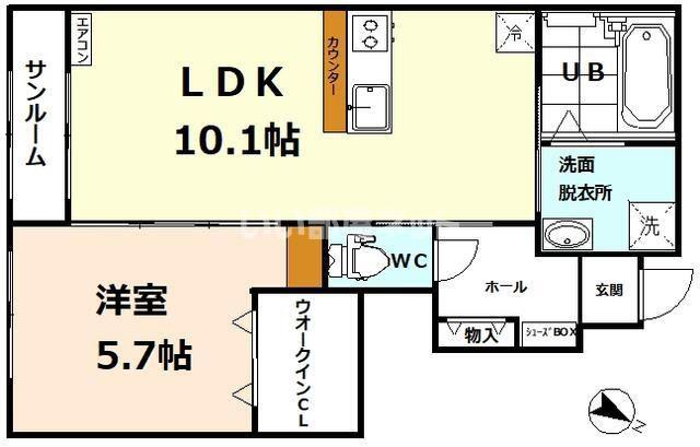 CHOUCHOU(1LDK/1階)の間取り写真