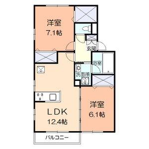 スイートピー(2LDK/2階)の間取り写真
