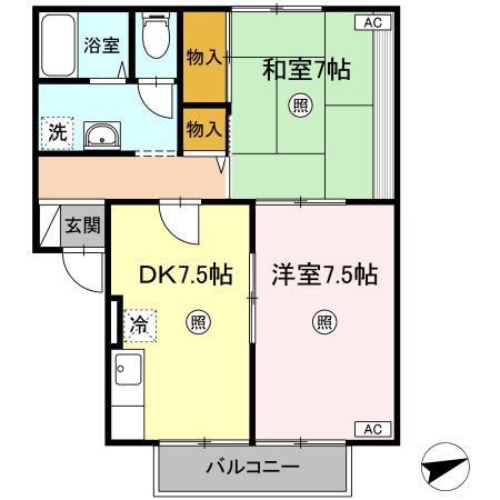 パストラル八田(2DK/2階)の間取り写真