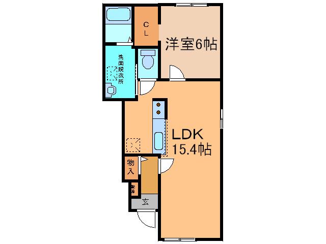 ワイ・ケーグラース(1LDK/1階)の間取り写真