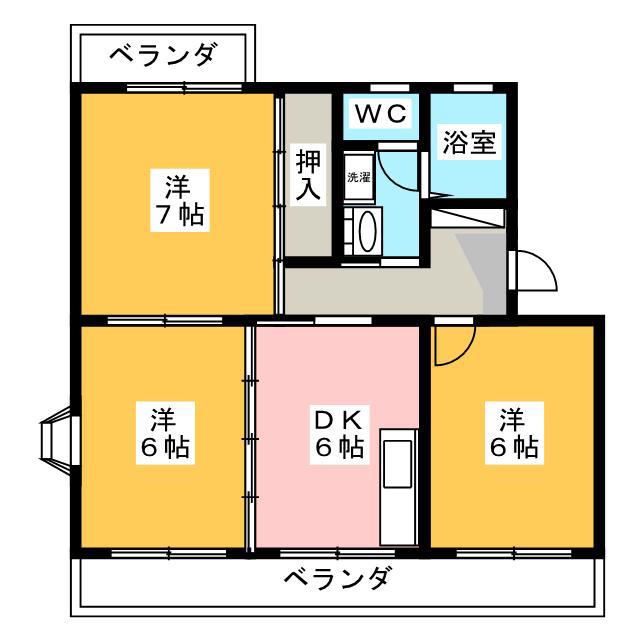 シャンピエール(3DK/1階)の間取り写真