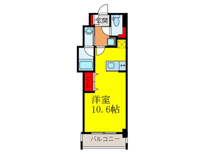 ルクラージュ室町(ワンルーム/4階)の間取り写真