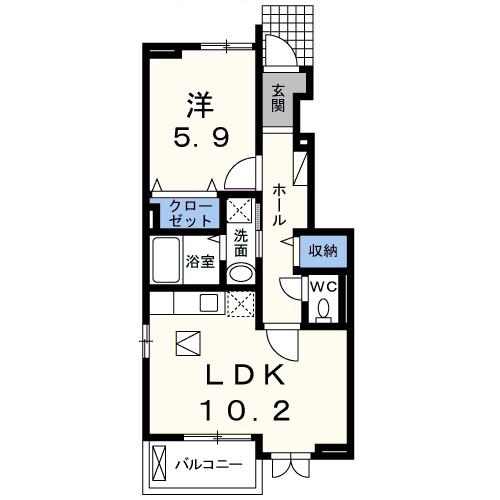 フォーチュンブレイス(1LDK/1階)の間取り写真