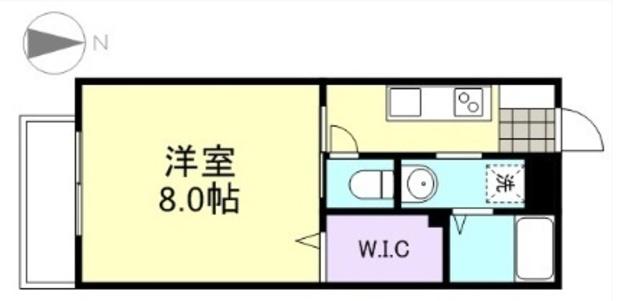 アモリーノB棟(1K/2階)の間取り写真