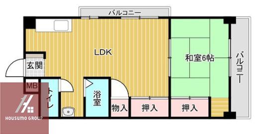 メゾンクレサンテーム菊華コーポ(1LDK/1階)の間取り写真