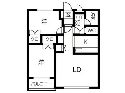 コートロティ山の手(2LDK/5階)の間取り写真