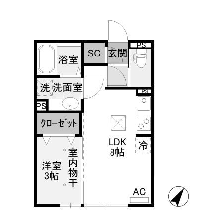 エトワール(1LDK/1階)の間取り写真