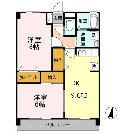 セジュ一ル駅南(2DK/3階)の間取り写真